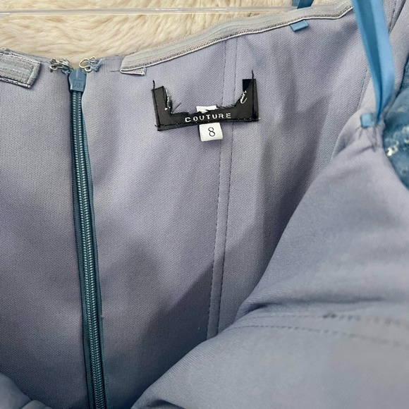 NWOT Couture Gray-Blue Gown - Picture 7 of 7